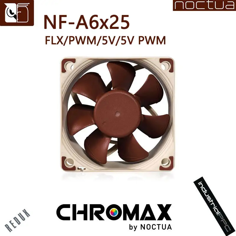 Case Fan Controller - Noctua พัดลมเคส NF-A6x25พัดลมคอมพิวเตอร์60มม., พัดลมหม้อน้ำซีพียูควบคุมอุณหภูมิอัจฉริยะ5V/12V